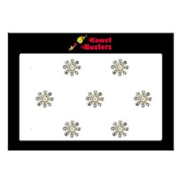 Comet Busters 7 Pcs Embellished Reusable Floral Bindis - Silver-Toned-picture-22