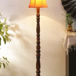 Devansh Orange Wooden Conical Floor Lamp image 5