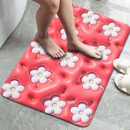 Dakshya Industries Red & White 3D Printed Anti-Slip Doormat image 5