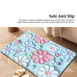Dakshya Industries Blue & Pink 3D Printed Anti-Slip Doormat image 2