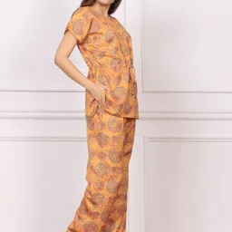 Chanting Blue Printed Round Neck Top & Flared Palazzo Co-Ords image 3