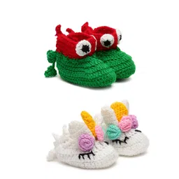 CHUTPUT Infants Kids Set Of 2 Hand Knitted Crochet Pure Wool Booties-picture-20