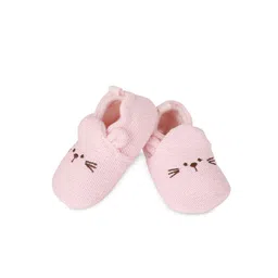 Baby Moo Infants Pink Solid Knitted Booties image 4