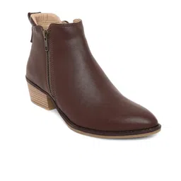 PEPITOES Women Pointed Toe Leather Block Heel Regular Boots-picture-38