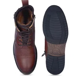 Allen Cooper Men Mid Top Leather Chukka Boots With Buckle Detail image 2