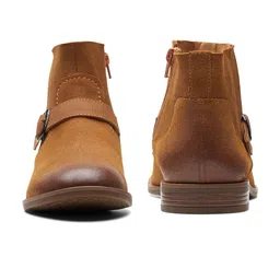 Clarks Women Buckled Suede Mid-Top Regular Boots image 4