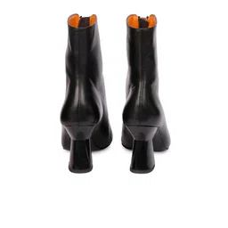 Saint G Black Leather Front Zipper Pointed Toe Heel Boots image 3