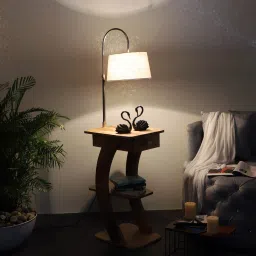 sapphire White Shade Floor Lamp With Wood Base image 2