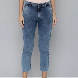 Flying Machine Women Blue Slim Fit High-Rise Light Fade Cropped Stretchable Jeans-image-55