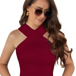 SANJANA  SILK High Neck Sleeveless Ribbed Fitted Top-picture-28