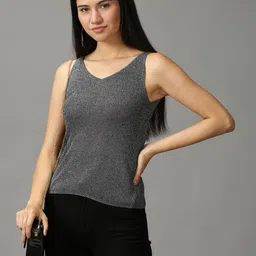 SHOWOFF Women Black Embellished Embellished Sheen Acrylic Top-picture-10