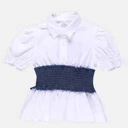 SPYBY Girls Puff Sleeve Cotton Cinched Top-picture-58