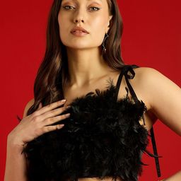 STREET 9 Feather Shoulder Straps Crop Top-picture-13