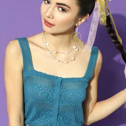 STREET 9 Teal Pure Green Cotton Crop Top-image-74