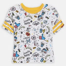 Blue Giraffe Girls White Printed Top-image-26