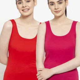 Friskers Pack Of 2 Red & Pink Tank Tops image 1