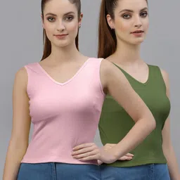 Friskers Pack of 2 V-Neck Cotton Fitted Tops-picture-40