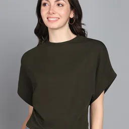 Mast & Harbour Olive Green Extended Sleeves Boxy Top-picture-23