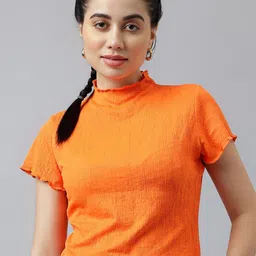 Xpose High Neck Short Sleeves Crop Top-picture-23