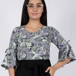 CHIMPAAANZEE Grey Floral Print Top-image-3