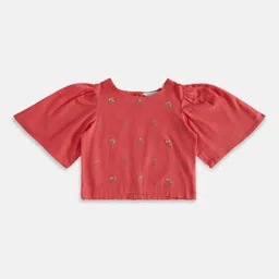 AKKRITI BY PANTALOONS Floral Embroidered Sequined Flared Sleeves Cotton Top-picture-48