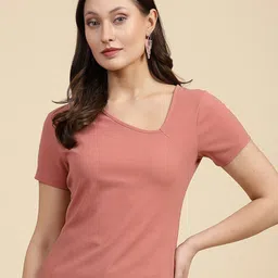 Freehand by The Indian Garage Co Asymmetric Neck Short Sleeves Top-picture-38