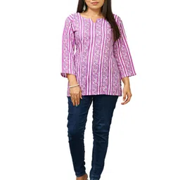 DMT ETHNIC Women Ethnic Motifs Printed V - Neck Top-picture-33