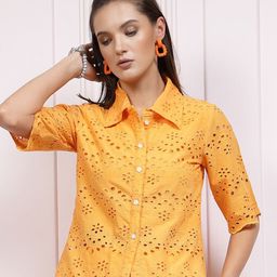 Athena Schiffli Cotton Shirt Style Top-picture-15