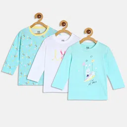 MINI KLUB Infant Girls Pack Of 3 Graphic Printed Pure Cotton T-Shirts-picture-57
