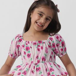 Nauti Nati Girls Floral Print Puff Sleeve Cinched Waist Top-picture-21