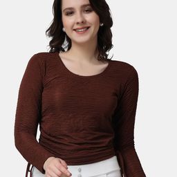 Popwings Round Neck Ruched Crop Top-picture-31