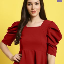 Fabflee Pack of 2 Square Neck Puff Sleeve Top-picture-40