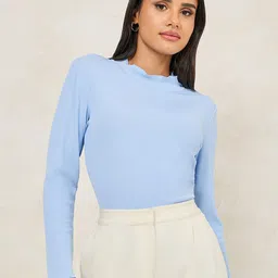 Styli High Neck Lettuce Edge Ribbed Top-picture-35