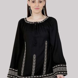 SAAKAA Print Tie-Up Neck Cotton Top-picture-26