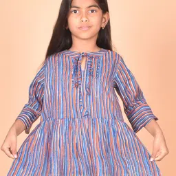 misbis Girls Striped Tie-Up Neck A-Line Cotton Top-picture-39
