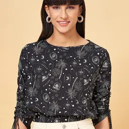 People Black Conversational Print Top-picture-58