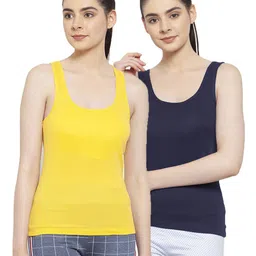 Friskers Pack Of 2 Yellow & Navy Blue Tank Top-picture-16