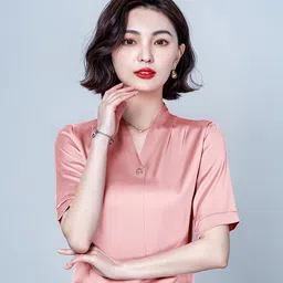 JC Collection Pink Solid V-Neck Polyester Top-image-91