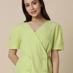 Allen Solly Woman V-Neck Puff Sleeves Wrap Top-picture-43