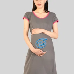 SillyBoom Typography Printed Maternity Feeding T-shirt Nightdress-picture-22