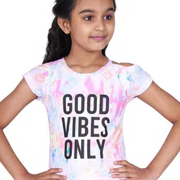 Tiny Girl Girls Pink Typography Printed Top image 1