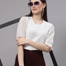 Style Quotient White Puff Sleeves Laced Top-picture-45