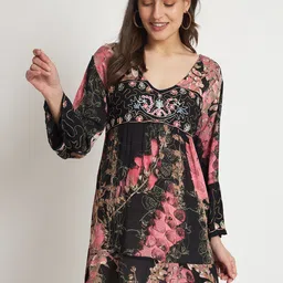 VELDRESS Ethnic Motifs Embroidered Longline Top image 1
