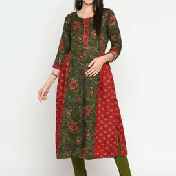 Mom For Sure by Ketki Dalal Floral Printed Gotta Patti A-Line Maternity Kurta-picture-35