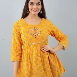 GLIDER GIRL Ethnic Motifs Printed Round Neck Cotton A-Line Kurti-picture-16