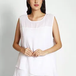 250 DESIGNS Round Neck Semi Sheer Georgette Top-picture-40