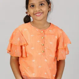 KiddoPanti Floral Printed Flutter Sleeve Top-picture-15