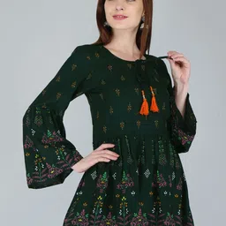 KALINI Green Floral Print Off-Shoulder Indigo Top image 1