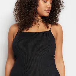 Trendyol Plus Size Ribbed Shoulder Straps Sleeveless Fitted Top image 1