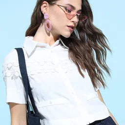Tokyo Talkies Women Classic White Solid Cropped Top-image-18